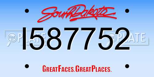 I587752 South Dakota License Plate