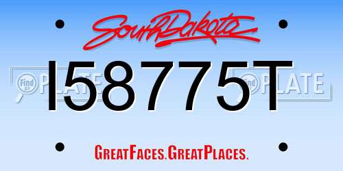 I58775T South Dakota License Plate