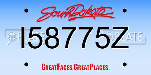 I58775Z South Dakota License Plate