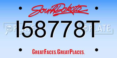 I58778T South Dakota License Plate