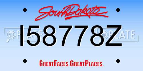 I58778Z South Dakota License Plate