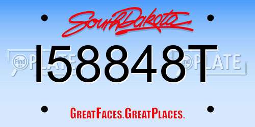I58848T South Dakota License Plate