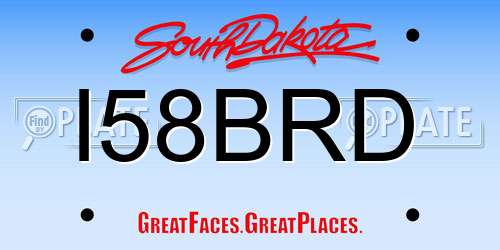 I58BRD South Dakota License Plate