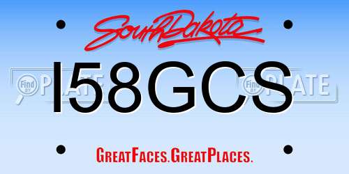 I58GCS South Dakota License Plate