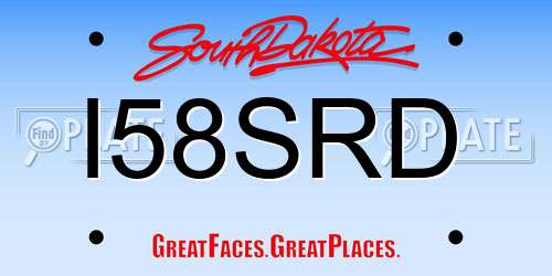 I58SRD South Dakota License Plate