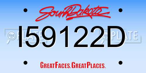 I59122D South Dakota License Plate
