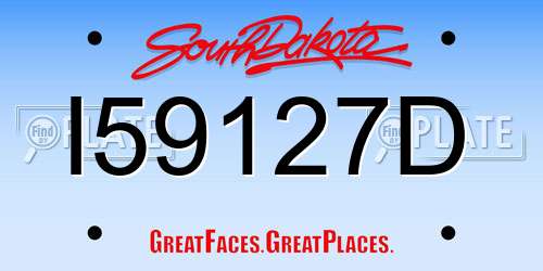 I59127D South Dakota License Plate
