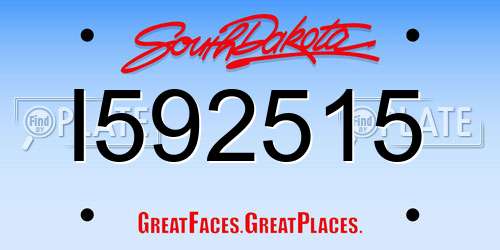I592515 South Dakota License Plate