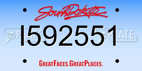 I592551 South Dakota License Plate