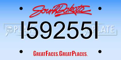 I59255I South Dakota License Plate