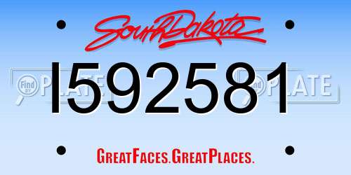 I592581 South Dakota License Plate