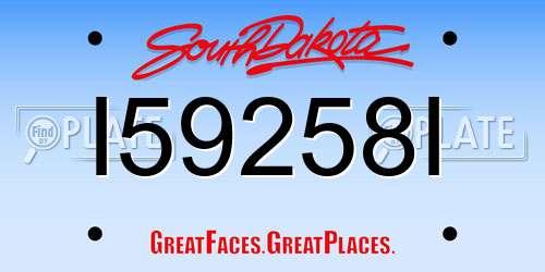 I59258I South Dakota License Plate