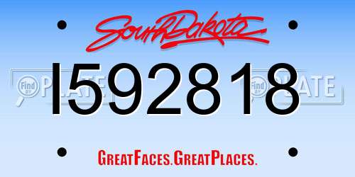 I592818 South Dakota License Plate
