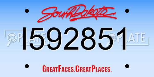 I592851 South Dakota License Plate
