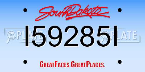 I59285I South Dakota License Plate