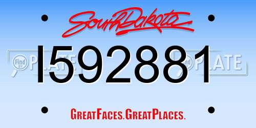 I592881 South Dakota License Plate