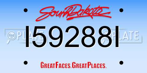 I59288I South Dakota License Plate