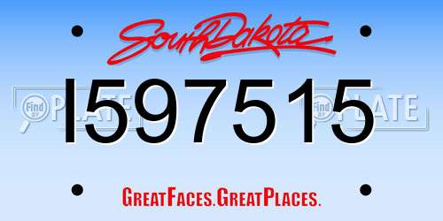 I597515 South Dakota License Plate