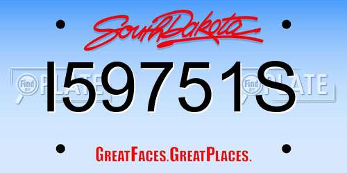 I59751S South Dakota License Plate
