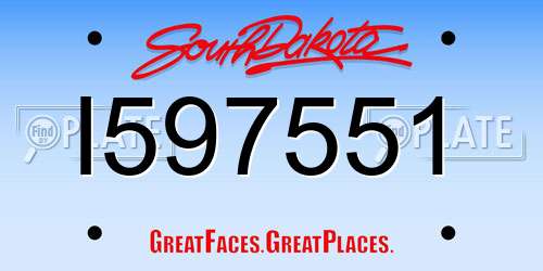 I597551 South Dakota License Plate
