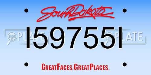 I59755I South Dakota License Plate