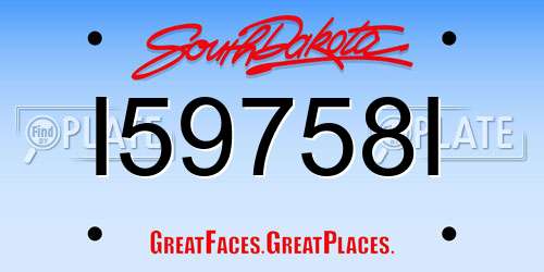I59758I South Dakota License Plate