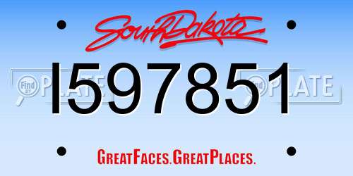 I597851 South Dakota License Plate