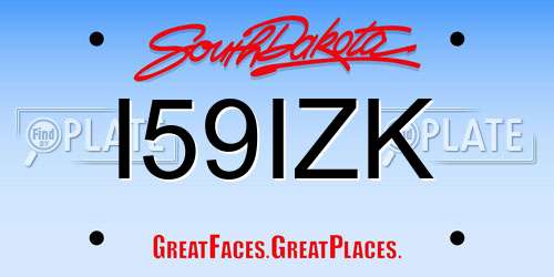I59IZK South Dakota License Plate