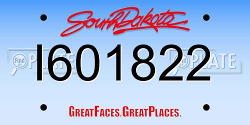 I601822 South Dakota License Plate