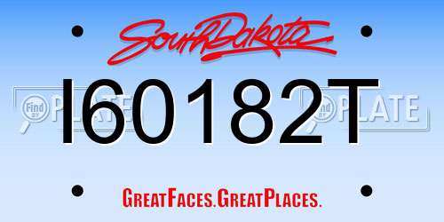 I60182T South Dakota License Plate