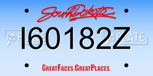 I60182Z South Dakota License Plate