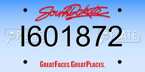 I601872 South Dakota License Plate