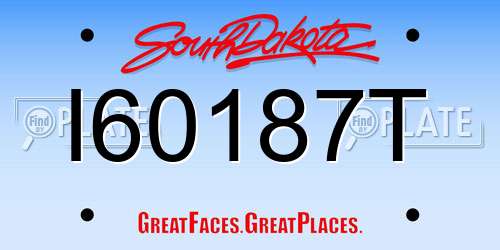 I60187T South Dakota License Plate
