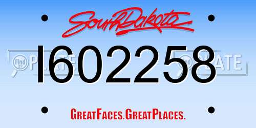 I602258 South Dakota License Plate