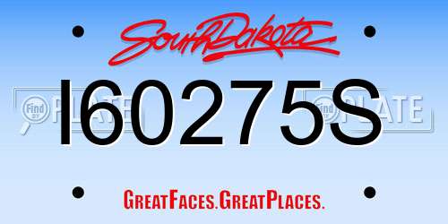 I60275S South Dakota License Plate