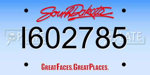 I602785 South Dakota License Plate