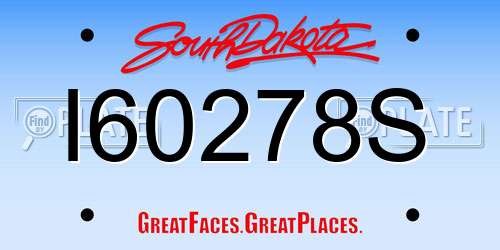 I60278S South Dakota License Plate