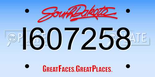 I607258 South Dakota License Plate