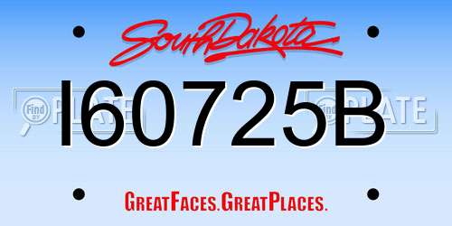 I60725B South Dakota License Plate