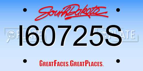 I60725S South Dakota License Plate
