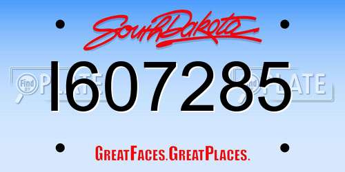 I607285 South Dakota License Plate