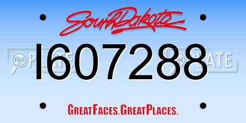 I607288 South Dakota License Plate