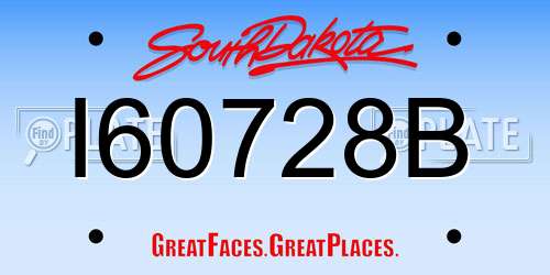 I60728B South Dakota License Plate