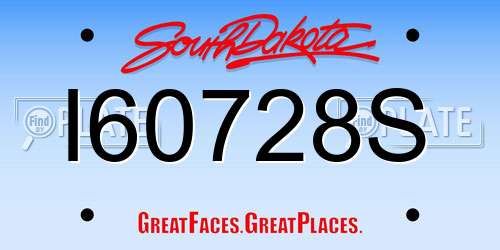 I60728S South Dakota License Plate