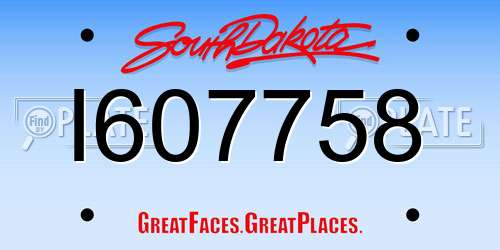 I607758 South Dakota License Plate