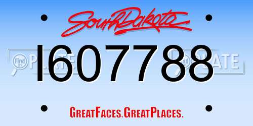 I607788 South Dakota License Plate