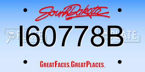 I60778B South Dakota License Plate