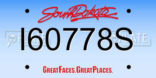 I60778S South Dakota License Plate