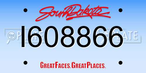 I608866 South Dakota License Plate
