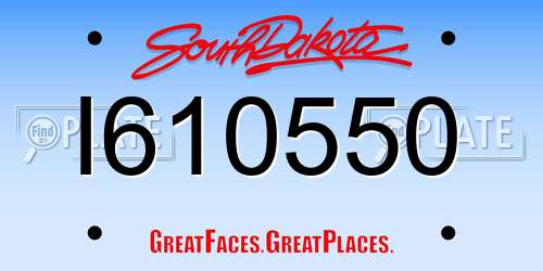 I610550 South Dakota License Plate